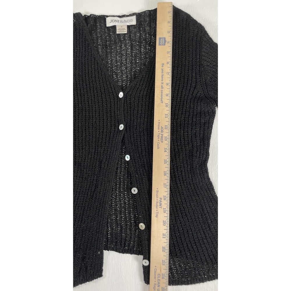 Y2K Vintage Black Crocheted Boho Style Davie Milane Cardigan Sweater Jones & Co - Picture 9 of 14